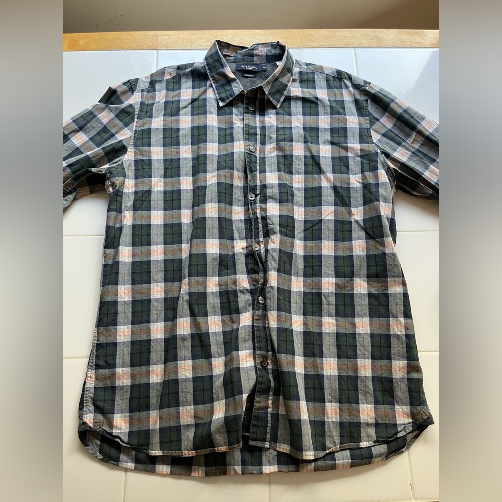 Paul Smith tailored-fit flannel-pattern button down shirt